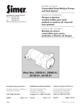 Simer 2805E-01, 2806E-01, 2810E-01, 2815E-01 Convertible Deep Well Jet Pumps and Tank System Owner's manual