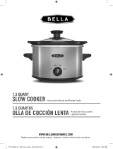 Bella 1.5QT Slow Cooker, Stainless Steel Owner's manual