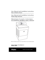 Haier RDE350AW - 6.5 Cu. Ft. Electric Dryer User Manual and Installation Instructions
