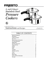 Presto Pressure Cookers Owner's manual