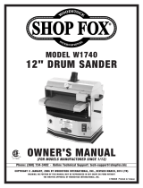 Shop fox 12 in. Bench-Top Drum Sander W1740 Owner's manual