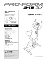 Pro-Form 245 Zlx Bike User manual