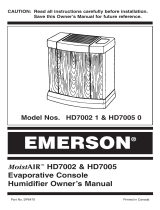 Emerson MoistAir HD7005 User manual