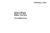 Vauxhall Vivaro (MY20 onwards) 2013 Owner's manual