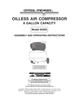 Central Pneumatic OILLESS AIR COMPRESSOR 8 GALLON CAPACITY User manual