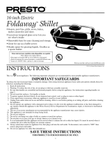 Presto 16" Electric Skillet Foldaway User manual