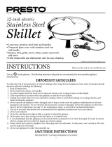 Presto 12-inch electric skillet User manual
