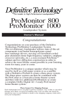 Definitive Technology ProMonitor 800 User manual