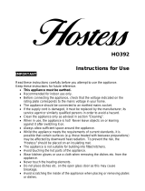 Hostess HO392SV Operating instructions