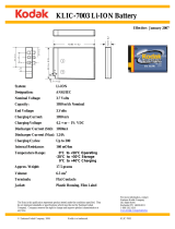 Kodak KLIC-7003 Lithium Ion Battery Datasheet