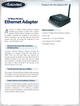 ActionTec GS083AD3A-01 Wireless Ethernet Adapter Datasheet