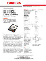 Toshiba 40 GB 2.5" Temperature Enhanced Hard Disk Drive Datasheet