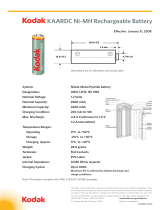 Kodak KAARDC-4 Ni-MH Rechargeable Batteries AA Datasheet