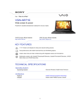 Sony VGN-AR71E Datasheet