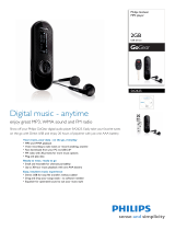 Philips SA2625 2GB* Digital MP3 player Datasheet
