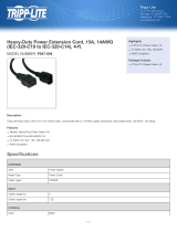 Tripp Lite Heavy-Duty Power Extension Cord, 15A, 14AWG (IEC-320-C19 to IEC-320-C14), 10-ft. Datasheet