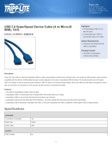 Tripp Lite USB 3.0 SuperSpeed Device Cable (AB M/M), 3-ft. Datasheet