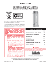 A.O. Smith BTX-80 User manual