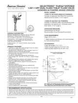 American Standard Selectronic FloWise Exposed 1.28/1.1 GPF Dual Flush Toilet Flush Valve 6067.121.002 User manual