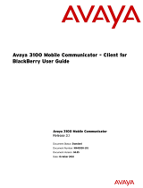 Avaya 3100 Mobile Communicator - Client for BlackBerry User guide