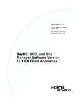 Avaya BayRS, BCC, and Site Manager Software Version 15.1.0.0 Fixed Anomalies User manual