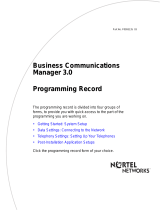 Avaya BCM 3.0 Programming Records User manual
