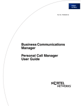 Avaya Business Communications Manager - Personal Call Manager User guide