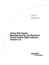 Avaya Business Policy Switch 2000 Software Version 2.0 User manual