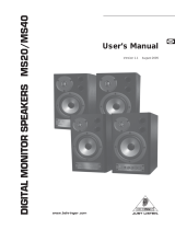 Behringer DIGITAL MONITOR SPEAKERS MS40 User manual