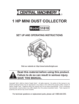 Central Machinery 13 gallon 1 HP High Flow Dust Collector User manual