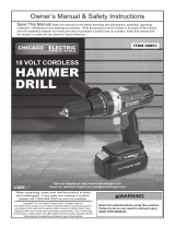 Harbor Freight Tools 18 Volt 1/2 in. Cordless Variable Speed Hammer Drill with Keyless Chuck User manual