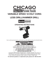 Harbor Freight Tools VARIABLE SPEED 18 VOLT CORD- LESS DRILL/HAMMER DRILL 65949 User manual