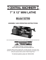 Harbor Freight Tools 7 in. x 12 in. Precision Benchtop Mini Lathe Owner's manual