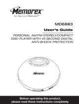 Memorex MD6883SIL - Personal CD w/45sec. anti-shock User manual