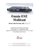 Omnia Industries Food Processor Omnia One Multicast Stero Audio Processor with SENSUS User manual