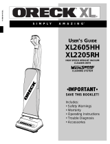 Oreck XL2605HH User manual