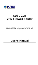 Planet ADSL 2/2+ VPN Firewall Router ADW-4302B v2 User manual