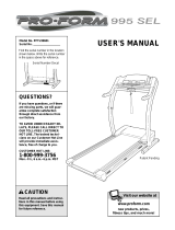 ProForm 995 SEL User manual