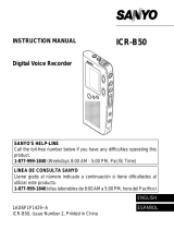 Sanyo ICR-B50 - 8 MB Digital Voice Recorder User manual