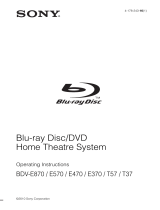 Sony BDV-T37 - Blu-ray Disc / Dvd Home Theater System User manual