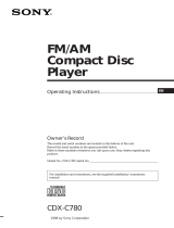 Sony CDX-C780 - Fm/am Compact Disc Player User manual