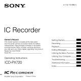 Sony ICD PX720 - 1 GB Digital Voice Recorder User manual