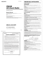 Sony DREAM MACHINE ICF-CD815 User manual