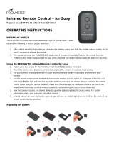 Promaster INFRARED REMOTE CONTROL for Sony User manual