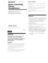 Sony MDR-NC20 User manual