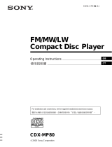 Sony Xplod CDX-MP80 User manual