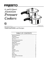 Presto Pressure Cookers Operating instructions