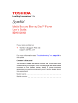 Toshiba BDX5400KU User guide