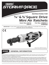 Draper Storm Force Stubby Air Ratchet, 3/8" Sq. Dr. Operating instructions