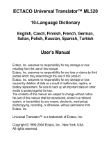 Ectaco Multilanguage Universal Translator ML350 User guide